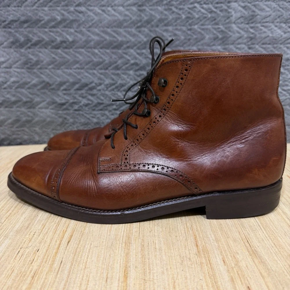 Vintage Cole Haan Boots Men 9.5 Chukka Brown Leather Lace Ankle Italy